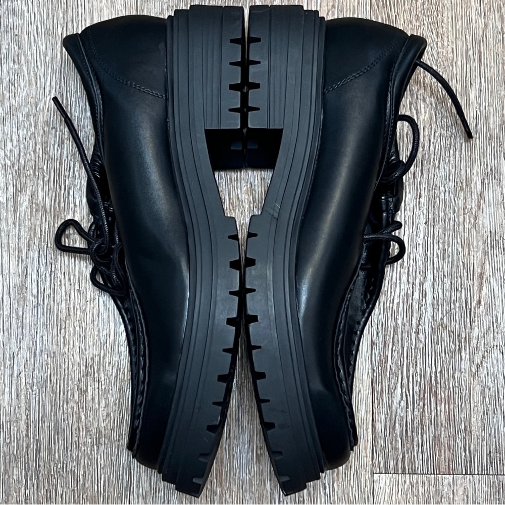 American Eagle Platform Lug Oxford Loafers - Black Chunky Sole - Picture 6 of 8